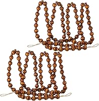 Vista 7 de 2 piezas / 4.4 metros Guirnalda de cuentas de madera de Navidad Adorno de árbol de Navidad de madera Cuentas redondas rústicas de árbol de Navidad