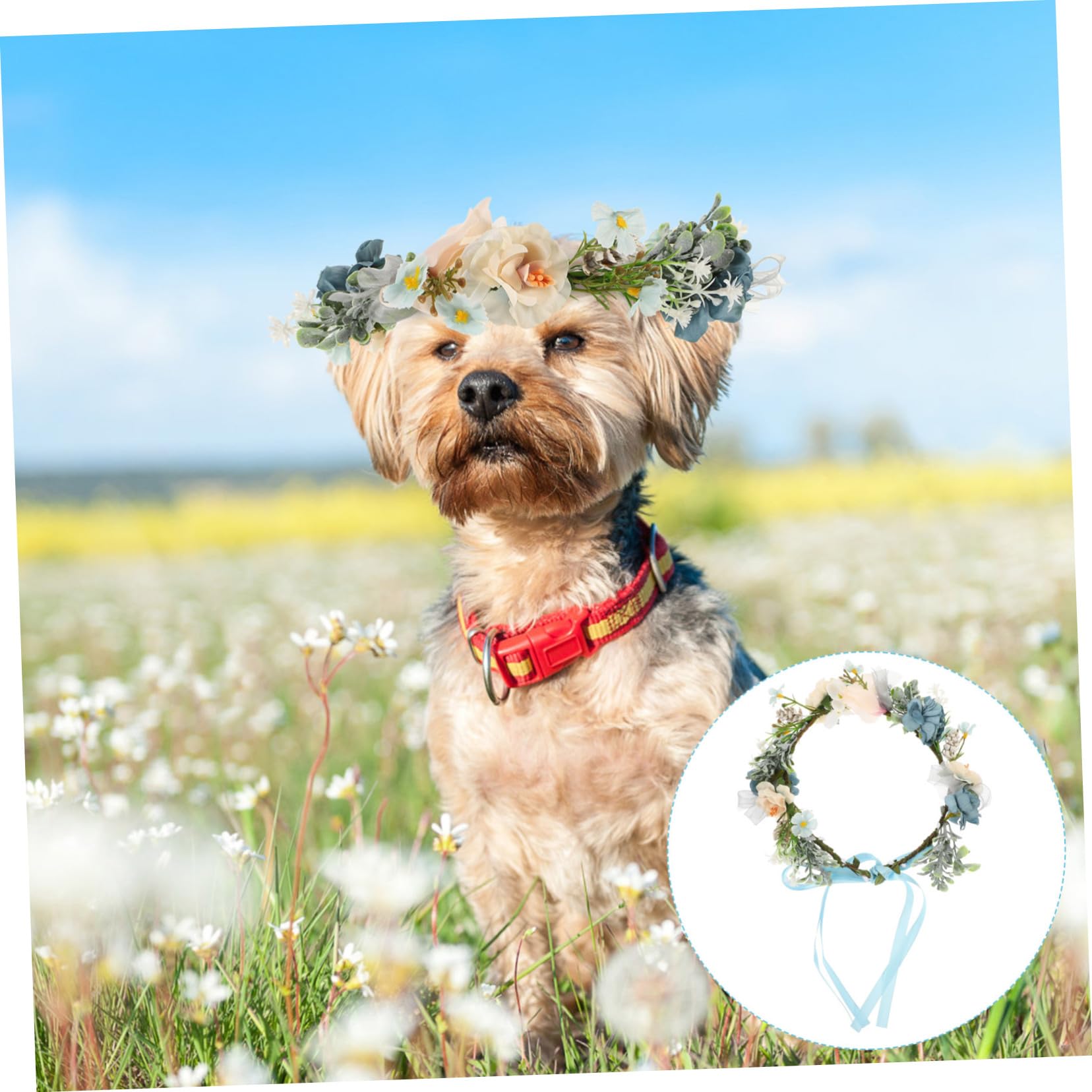 Toyvian Collare Floreale per Cani per Matrimonio Ghirlanda Floreale per Cani Accessorio per Foto per Animali Domestici per Feste Natale Compleanni e Uso Quotidiano Leggero e Comodo