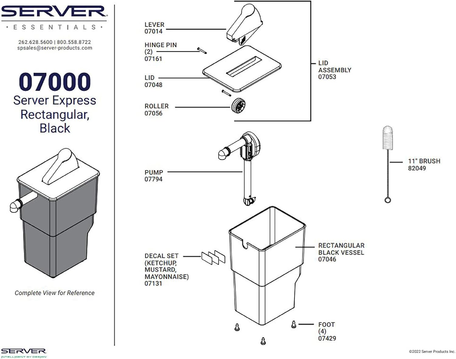 Server Products 07000 SE Single, Express 1.5 gallon Pouch with fitment condiment and dressing dispensing system, Rectangular