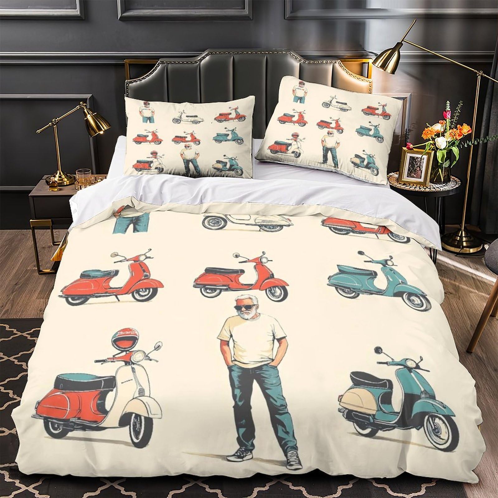 Parure de lit 140x200cm housse de couette microfibre et taie d'oreiller