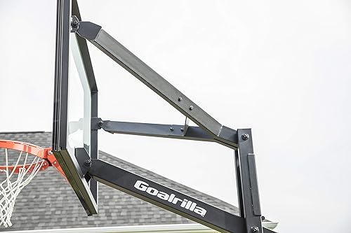 Miniatura 19 de Goalrilla Aros de baloncesto con tablero de portería de baloncesto de vidrio templado, marco anodizado negro y sistema de anclaje en el suelo