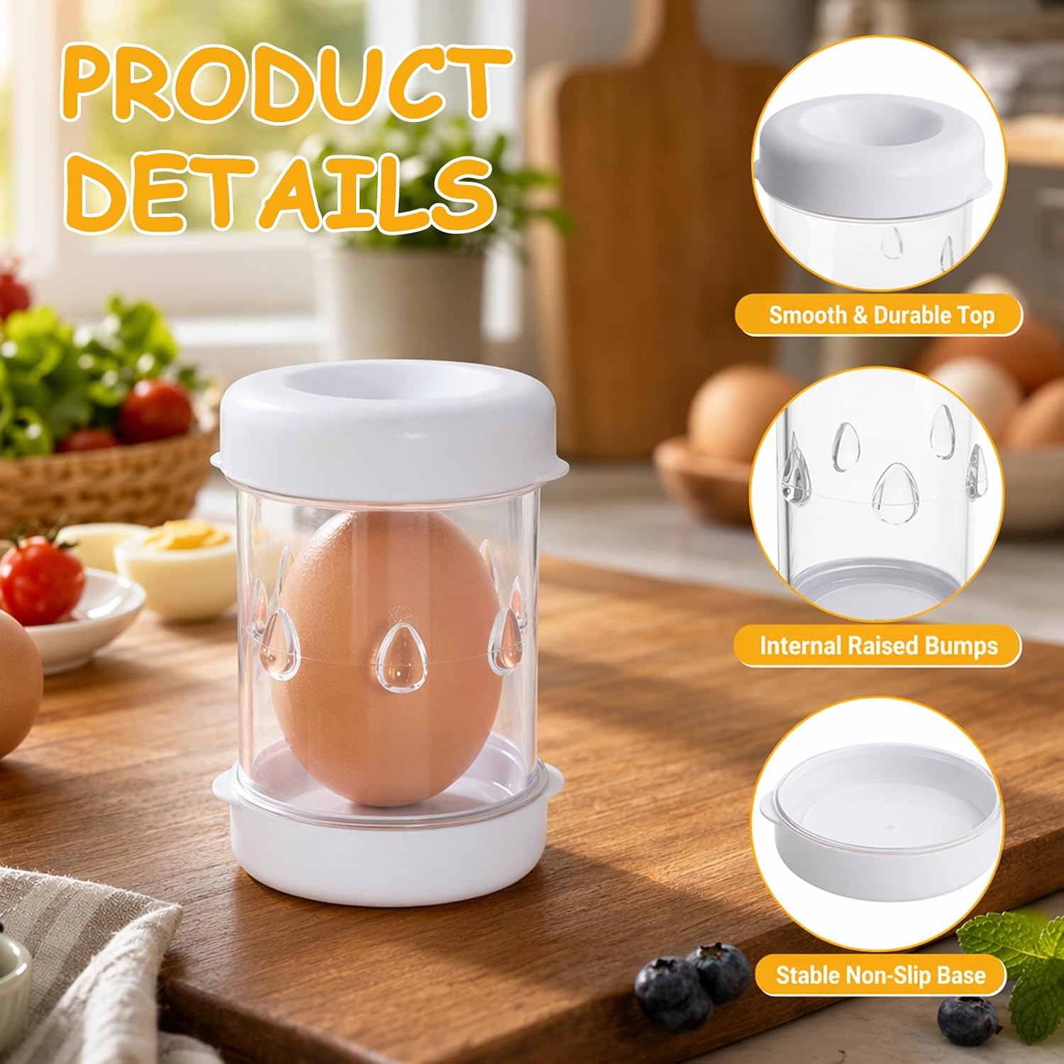 Egg Peeler, Hard Boiled Egg Peeler Tool for Meal Prep and Camping, Quail Egg Cleaner with Egg Piercer Function, Boiled Egg Slicer For Hard Boiled and Office Lunches image 2