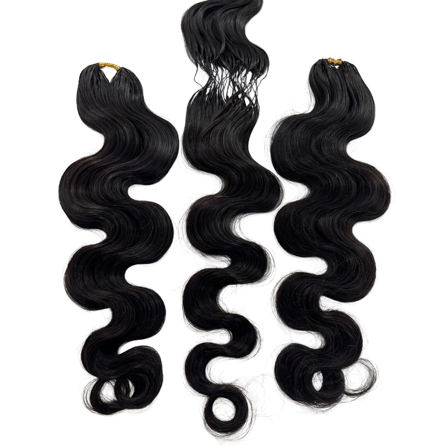 Pre Separated Feather Body Wave Crochet Human Hair Lightweight Extensions Miracle Knots Crochet Loose Curly Hair Reusable For Boho Micro Locs Bundles 20Inch 120g 100Strands