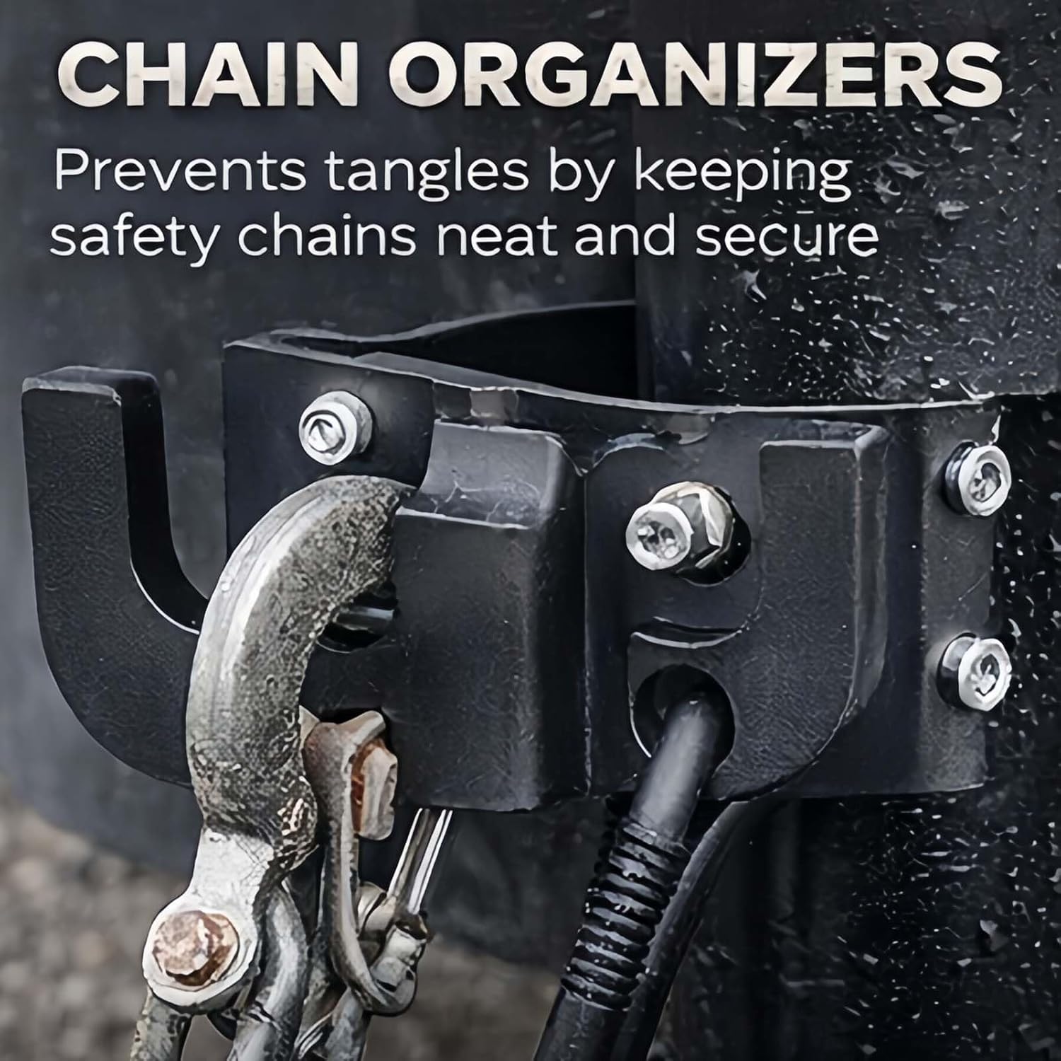 Aluminum Rv Towing Chain Organizer & 7-Way Plug Holder, Heavy Duty Anti-Rust Trailer Chain and Plug Holder for Tongue Jack, Cable Wire Harness Holder for Rv Camper Towing (3pc)