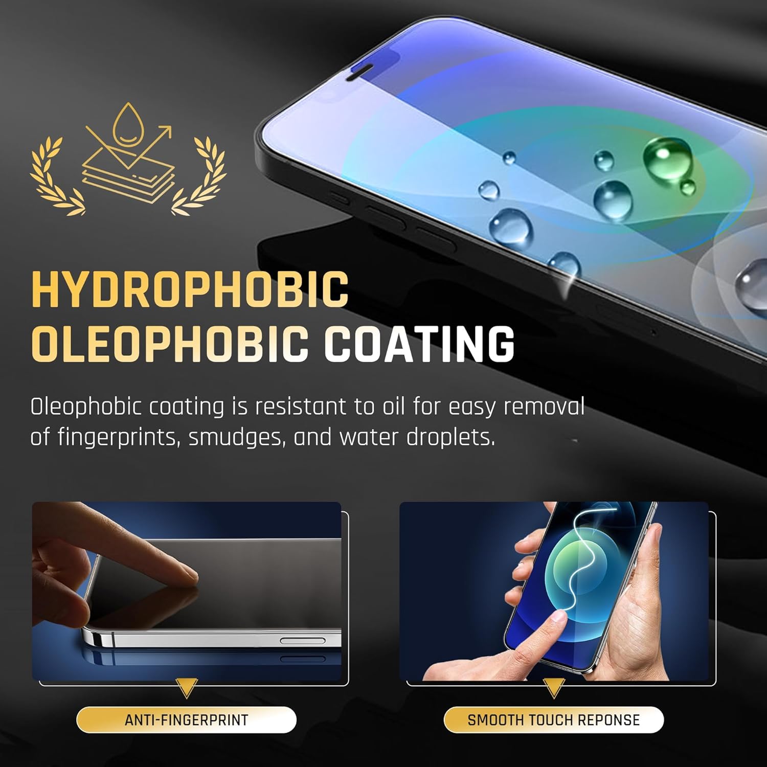 TEMPRTEK+ 2-Pack Screen Protector for iPhone 12/12 Pro – 9H Military-Grade Tempered Glass, Anti-Scratch, Anti-Fingerprint, Anti-Glare, Shatter-Resistant, Easy Bubble-Free Installation