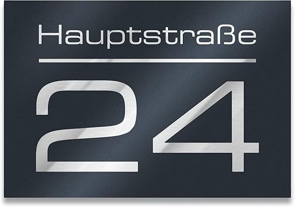 Metzler Hausnummernschild mit Gravur in Anthrazit
