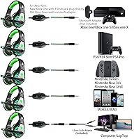 Vista 2 de Auriculares para juegos para PS4, Xbox One, PC, PS5, portátil, Mac, para Nintendo Switch, cancelación de ruido de 0.138 pulgadas con micrófono