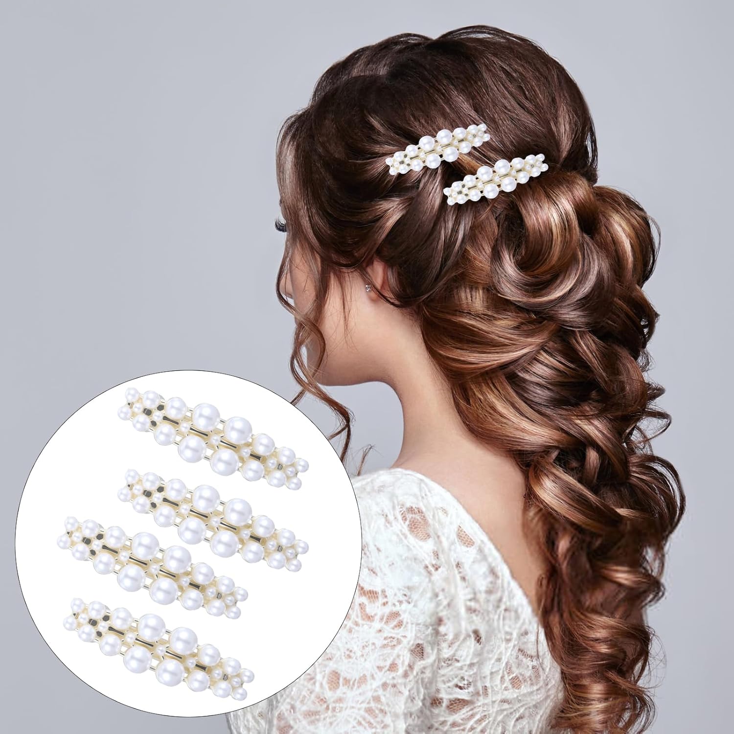 4PCS Small Pearl Hair Clips, French Barrettes for Women Thin Hair, Bridal Accessories for Weddings, Party, Daily Use, Graduation Gifts - Image 7