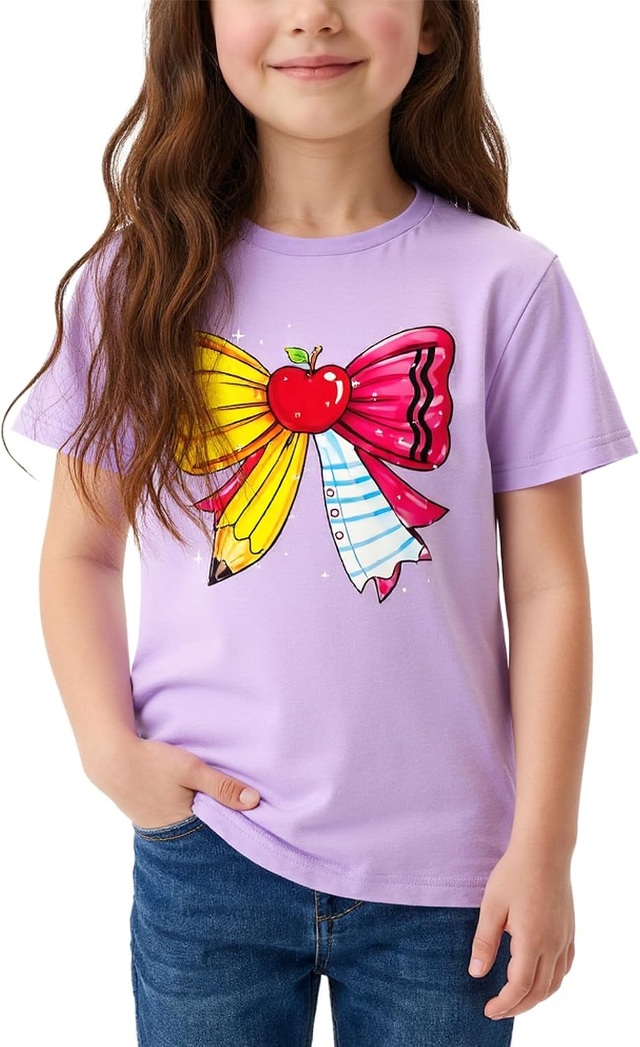 TUONROAD Girls Shool Days T-Shirts fo Girls Short Sleeve Top Tees Size 4-8