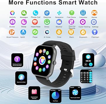 Smart Watch for Men Women Compatible with iOS Android Phone, 1.83 Full Touchscreen IP68 Waterproof Smartwatch,Fitness Tracker with Make/Recive Call 123+ Sport Modes Heart Rate/Sleep Monitor