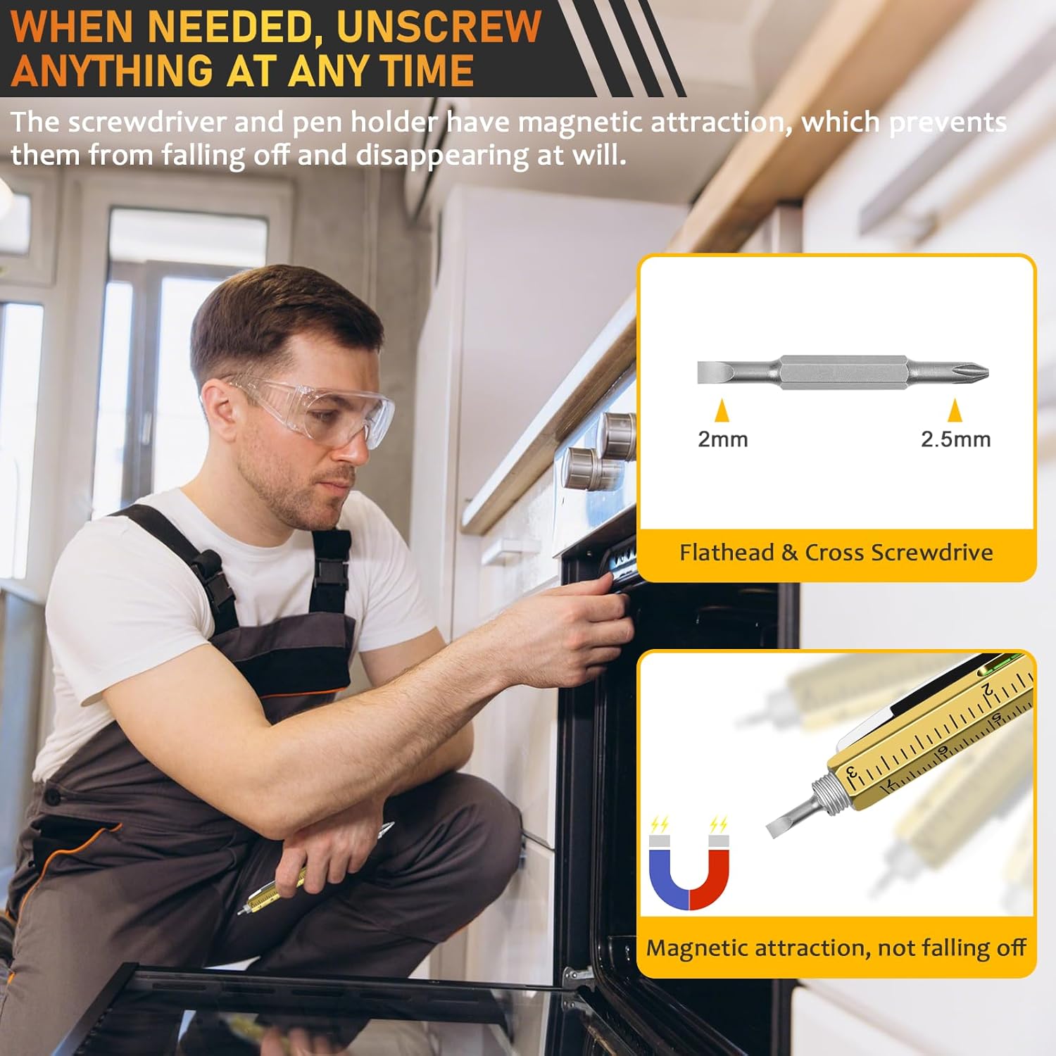 NICEMOVIC Fathers Day Dad Bulk Gifts for Men Multitool Tool Pen Gift 36 Pcs 6-in-1 Party Favor Father's Christmas White Elephant Gifts for Adults Level Gauge Ballpoint Pen Stylus Pen Screwdriver