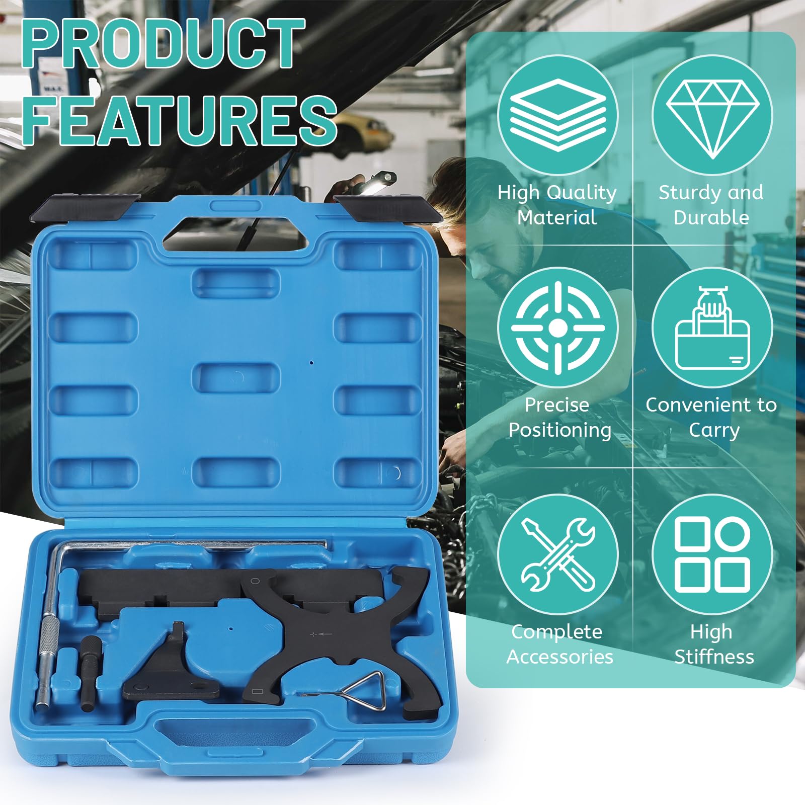 lalago 7 Pezzi Utensili per Albero a Camme, Attrezzi di Regolazione Motore, Strumento di attrezzo di Messa in Fase, Bloccaggio a Camme del Motore Compatibile con Ford 1.6vct-Ti per Focus per Mazda