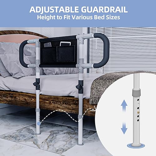 Miniatura 7 de Barras de apoyo ajustables para cama individual, queen, king, debajo del colchón, barandillas de bastón de cabecera para personas mayores,