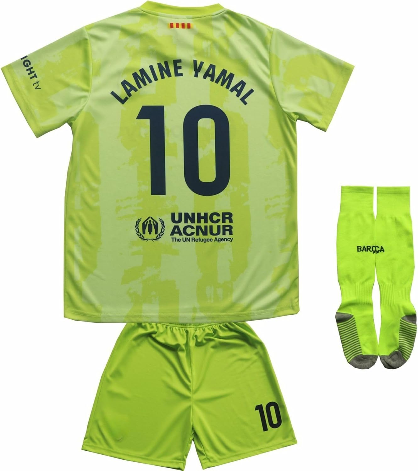 2024/2025 Third #10 Lamine Yamal Football Soccer Kids Jersey Shorts Socks Set Youth Sizes