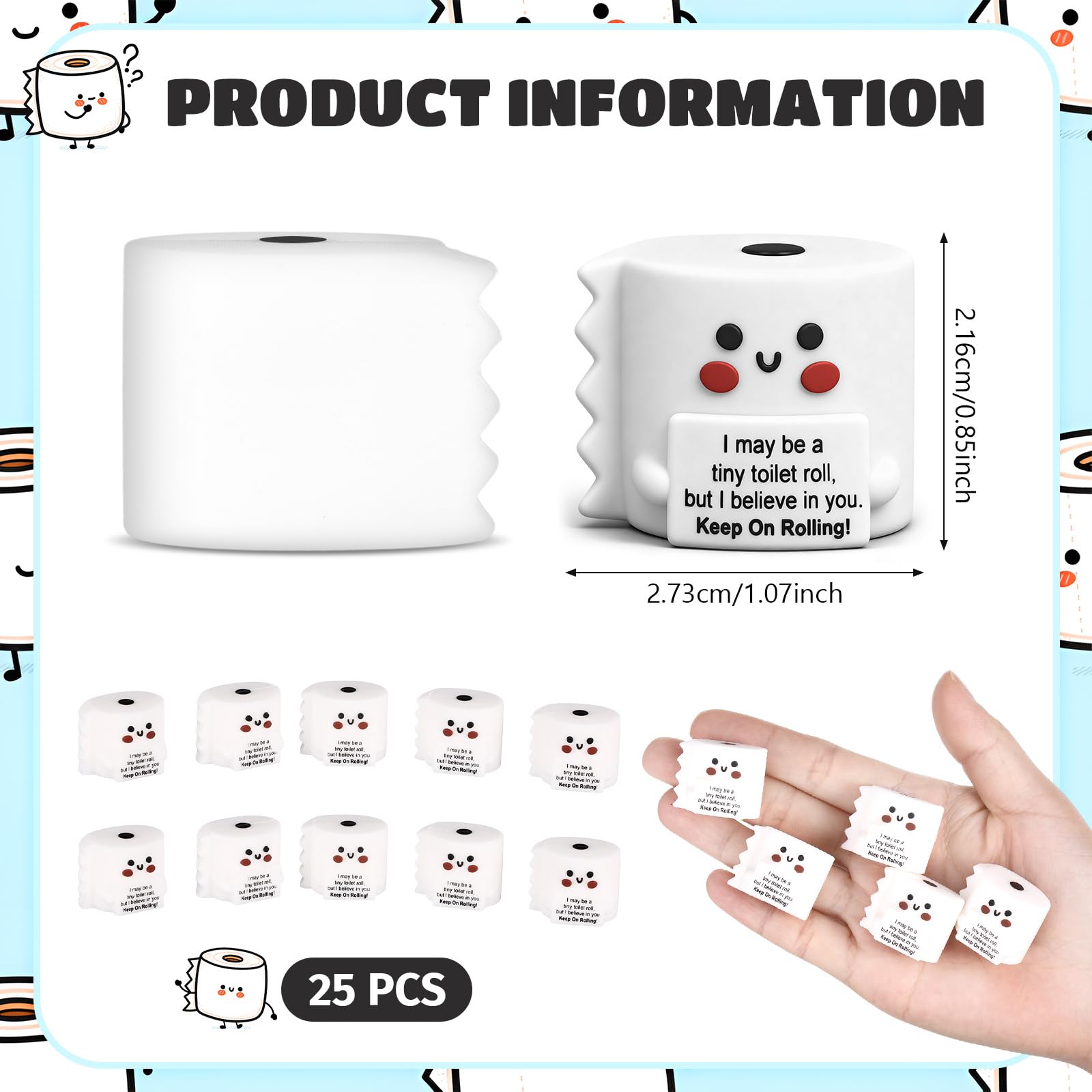 Gejoy 25 Pcs Mini Rubber Toilet Roll Toys Positive Gifts Mini Toilet Rolls Decorations and Encouragement Birthday Motivational Gifts for Colleague Staff Teacher