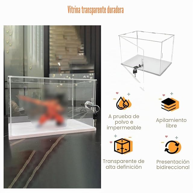 Foto 2 de 6 de Cajas de Metacrilato Vitrina de Acrílico Transparente con Cerradura y Llave