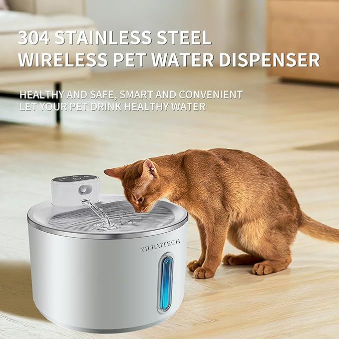 Fuente de Agua Inalámbrica para Gatos Acero Inoxidable 4L miniatura 2