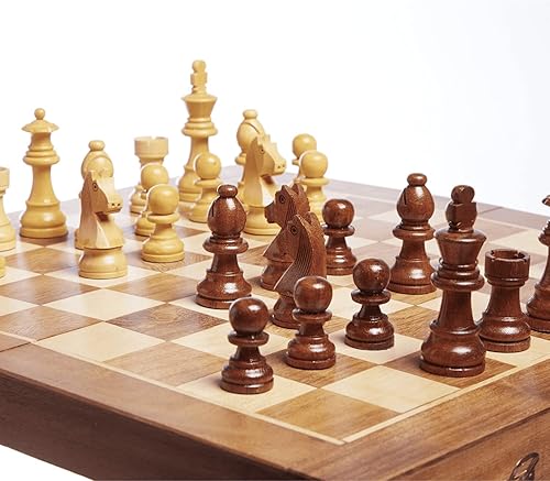 Miniatura 8 de Get The Games Out Juego de ajedrez de viaje  Tablero de madera grande hecho a mano, piezas de fieltro magnético, portátil, plegable y fácil de