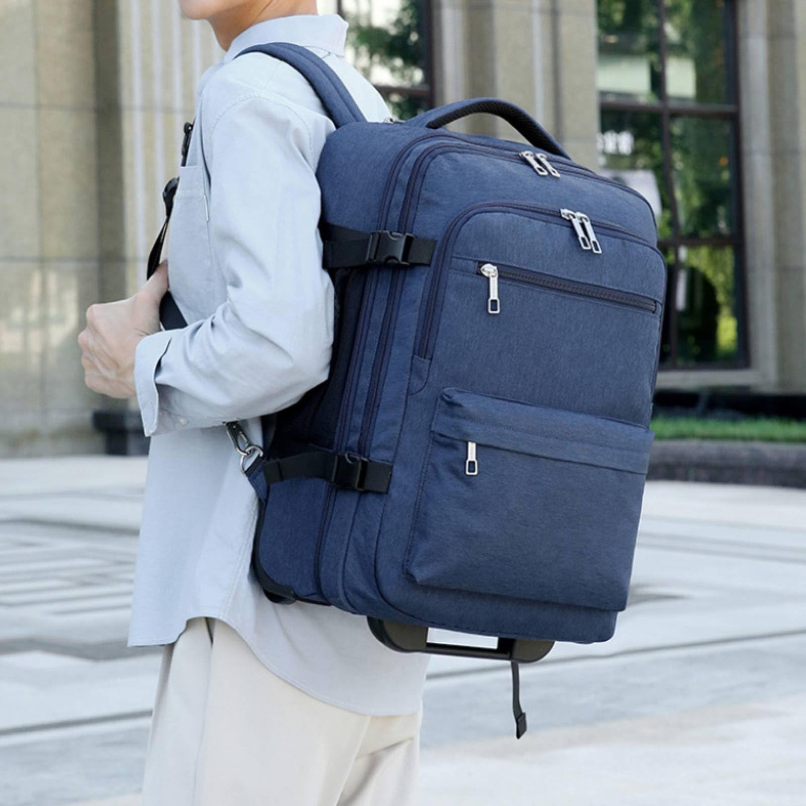 Trolley Carry Case Zaino Trolley Valigia Carrello Borsa da Viaggio in Oxford Impermeabile con Scomparto Laptop E Manico Estensibile Adatto per Lavoro Weekend Trasferte, Black