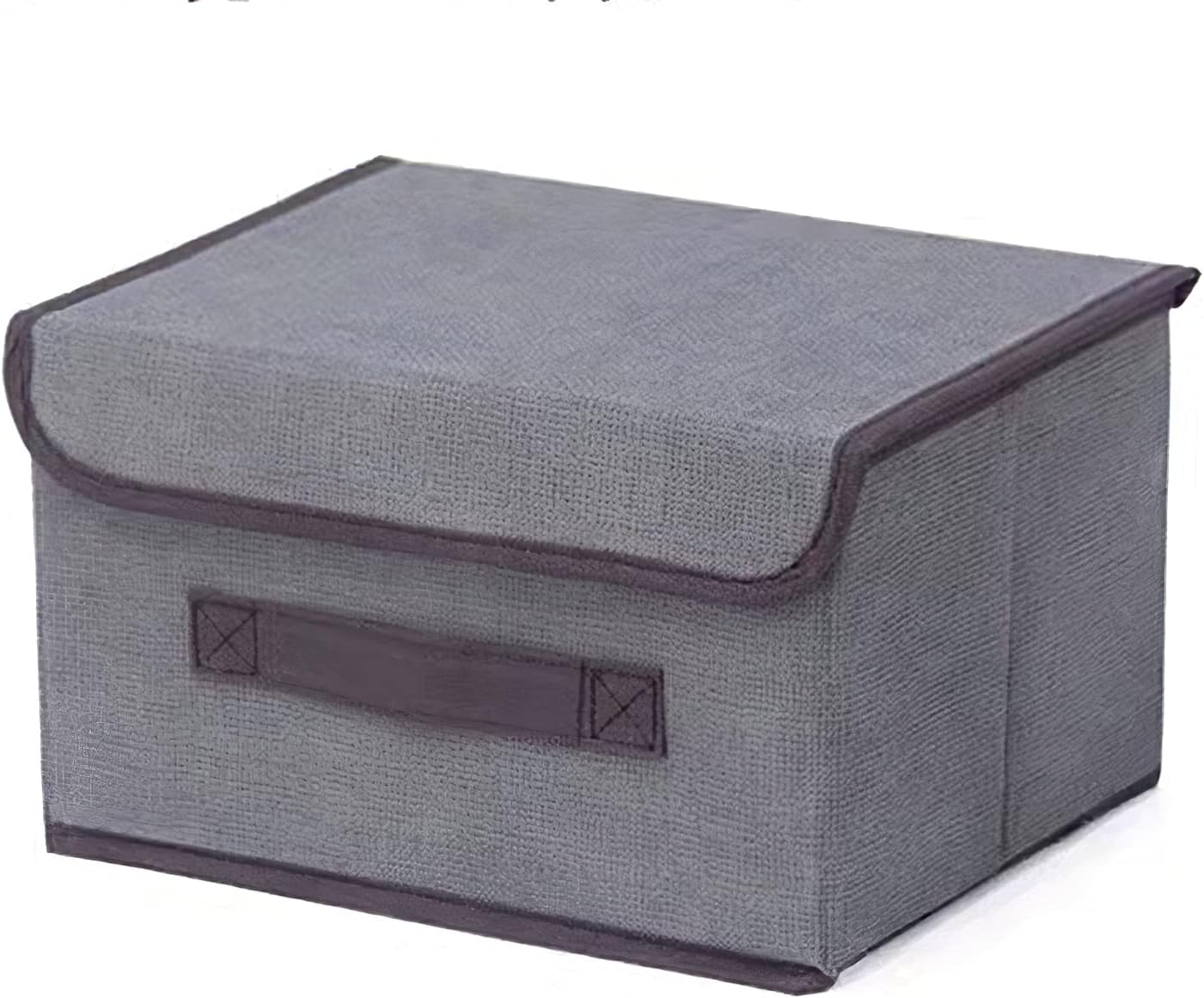 Storage box with lid, folding storage box, linen storage box with handle, used to store toys, shelves, books, clothes, paper, etc, family bedroom office storage box, gray