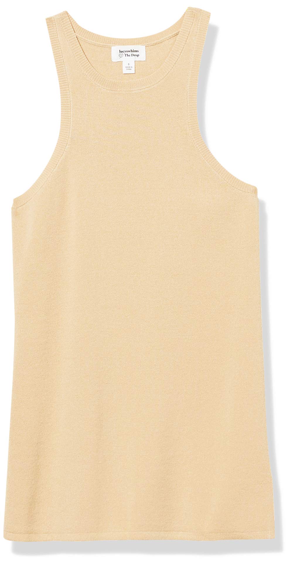 The Drop Women's @lucyswhims Sleeveless Halter Crewneck Sweater Tank, Semolina, S