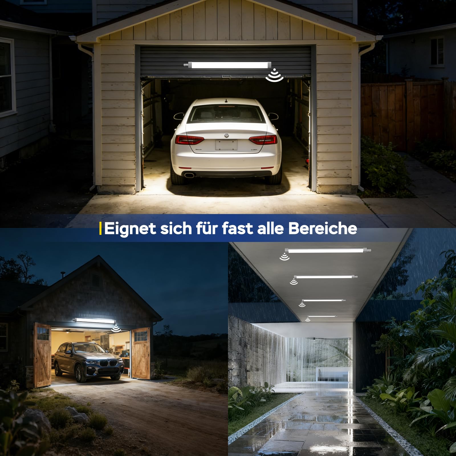 ANTENLICHT 2er Set LED Feuchtraumleuchte mit Bewegungsmelder 120CM 36W 4000Lumen in Kaltlweiß 5000K, IP65 Wasserdicht Kellerleuchte Feuchtraumlampe für Werkstatt Flur Treppe Garage Abstellraum
