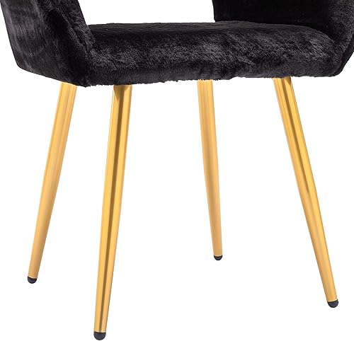 Miniatura 9 de KCC Sillas pequeñas y modernas con brazos de comedor de 1 pieza, asiento lateral tapizado de terciopelo de mediados de siglo para invitados con