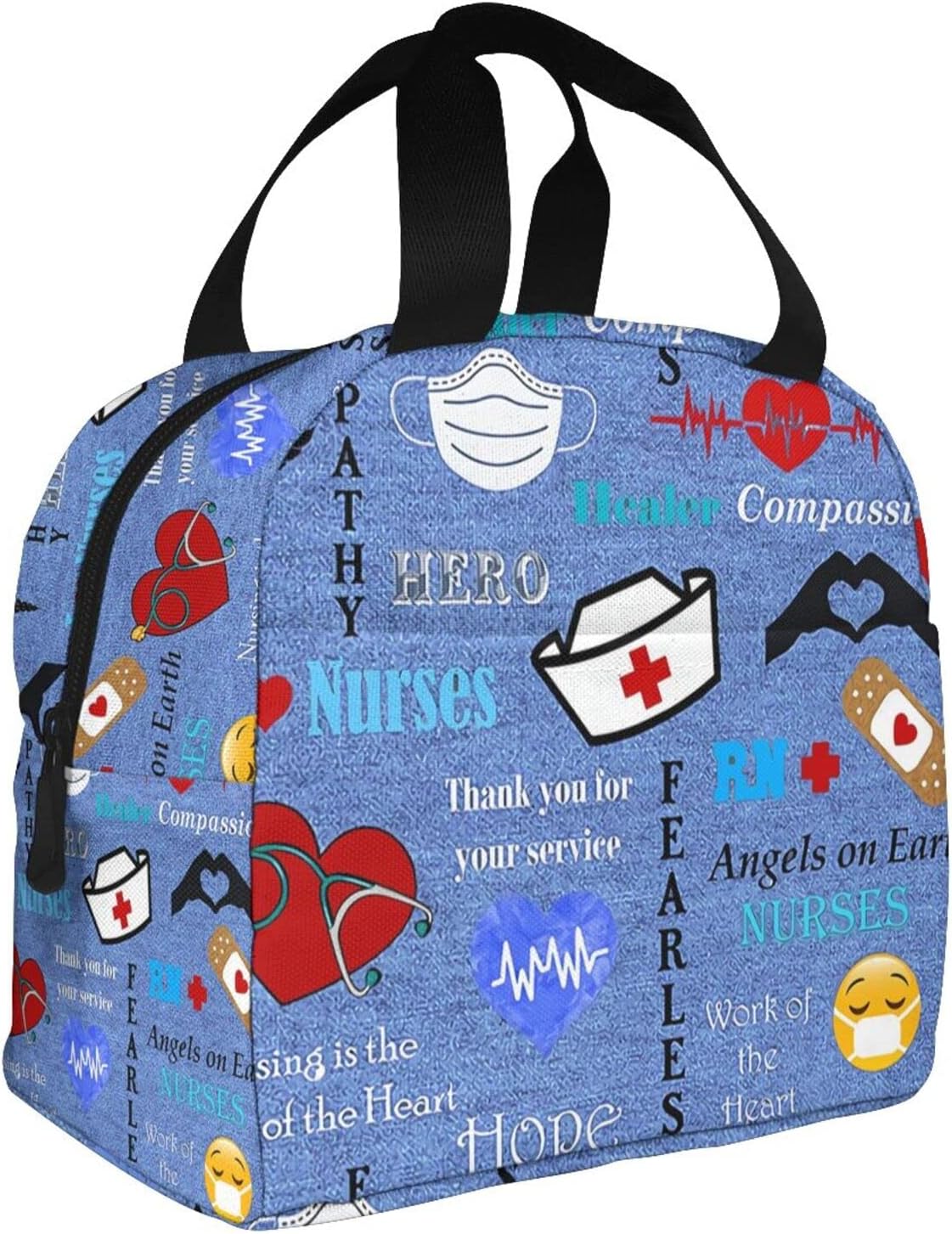 Nurse Theme Lunch Bag for Women Insulated Tote Bag Reusable Cooler Lunch Box for Work Picnic Travel, One Size - Image 2