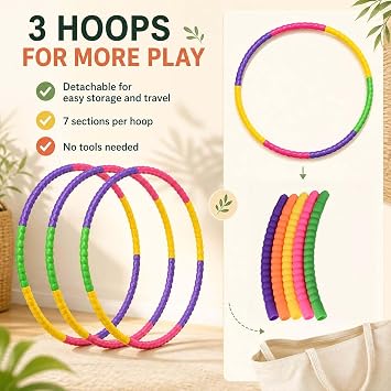 3 PCS Detachable Hula Hoops Set 7-Section - Adults Fitness & Dance