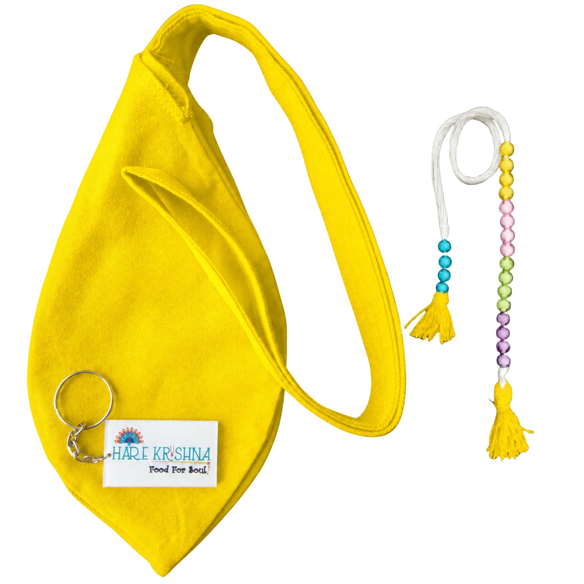 Yellow Jaap Mala with Sakshi Mala & Keychain - Gomukhi Bead Bag - Chanting Bag - Japa Bag - Mala Bag (Combo)-image-20