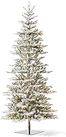 Vista 44 de Glitzhome Prelit Christmas Tree, 6ft Flocked Artificial Christmas Tree Serene Snowscape Fir with 300 Warm White Lights for Home, Office, Party