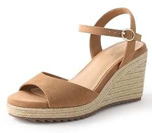 Ankis Espadrilles Wedges Sandals for Women Wedge Platform Sandals Heels Peep Open Toe Comfortable Ankle Strap Buckle Summer