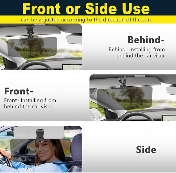 Sun Visor Extender for SUV, 2 Pack Universal Sun Visor Extender for Car Easy to Install, UV400 Anti-Glare Protects from Glare, UV Rays, Snow Blindness for Safe Driving
