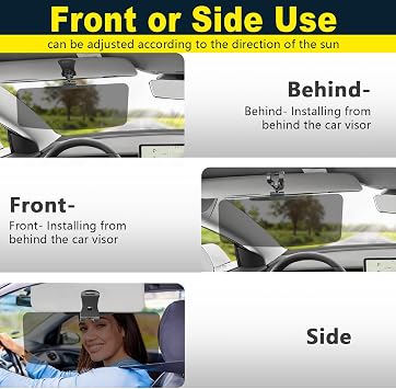Sun Visor Extender for SUV, 2 Pack Universal Sun Visor Extender for Car Easy to Install, UV400 Anti-Glare Protects from Glare, UV Rays, Snow Blindness for Safe Driving