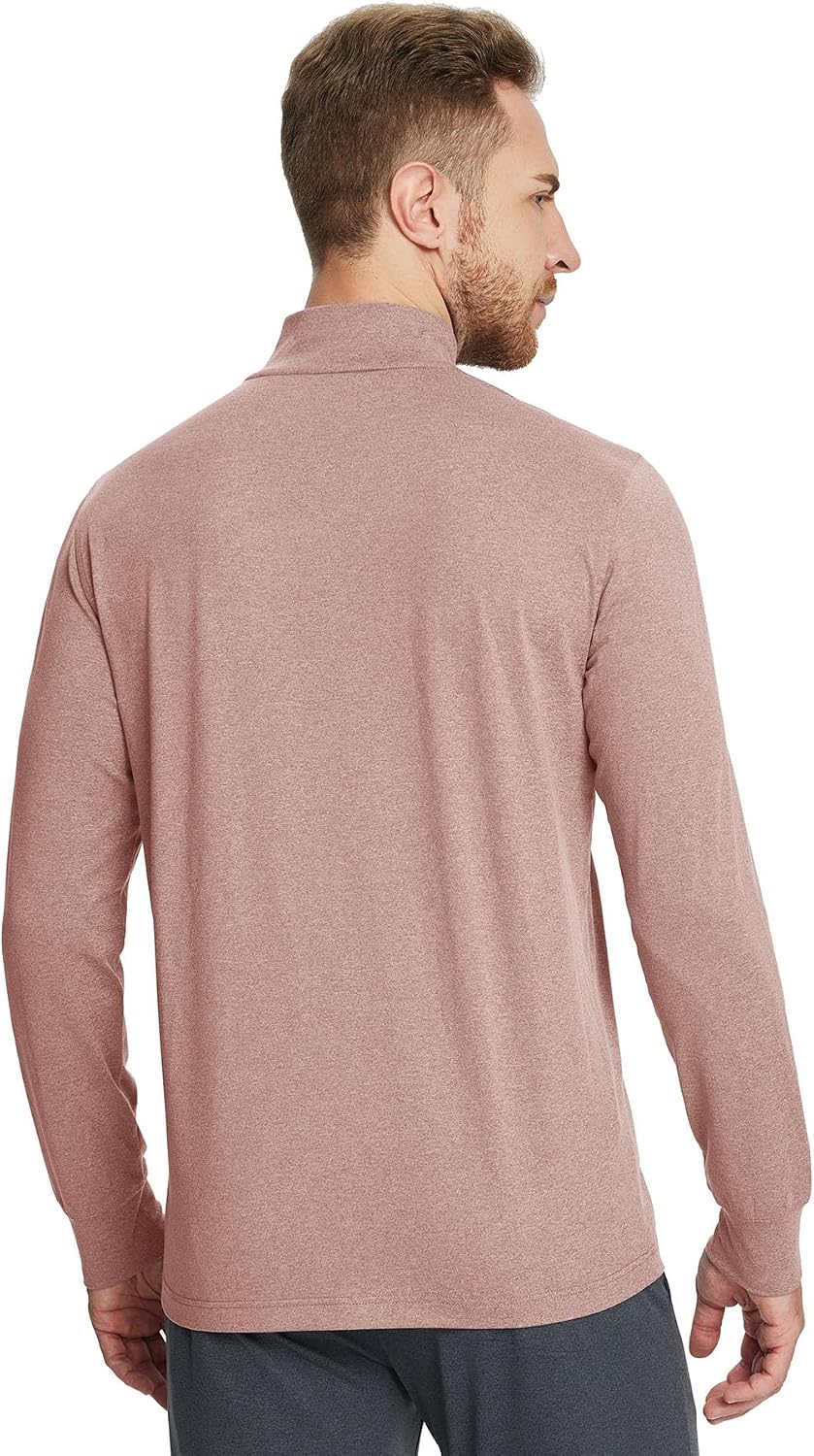 M MAELREG Long Sleeve Shirts for Men Thermal Mock Neck Turtleneck Shirt Heather Basic Golf Pullover Tops Undershirt Sweater