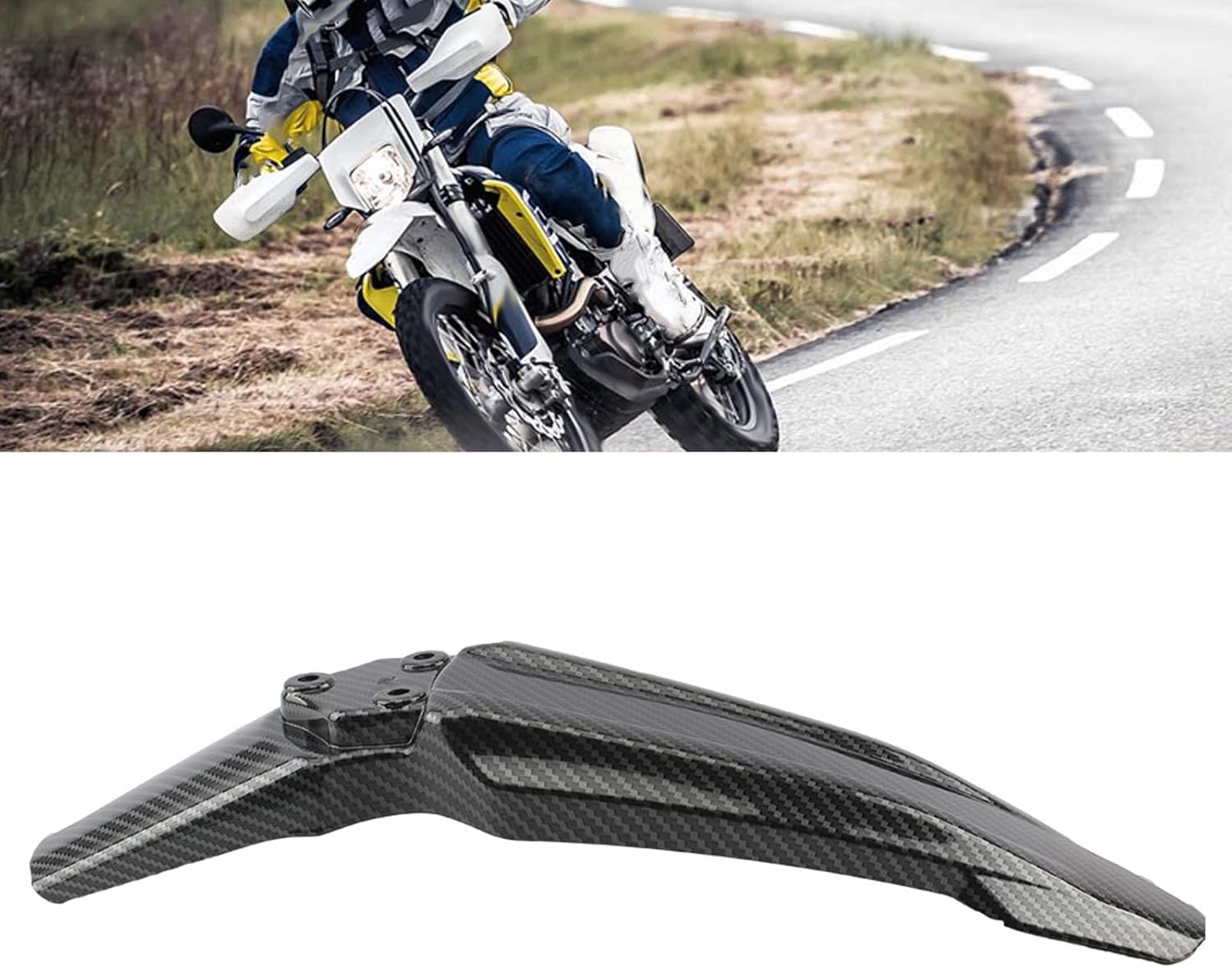 Dirt Bike Front Mud Guard, Protective Carbon Fiber Stylish Look Splash Guard Fit for Off Road Bike,Other modifiions
