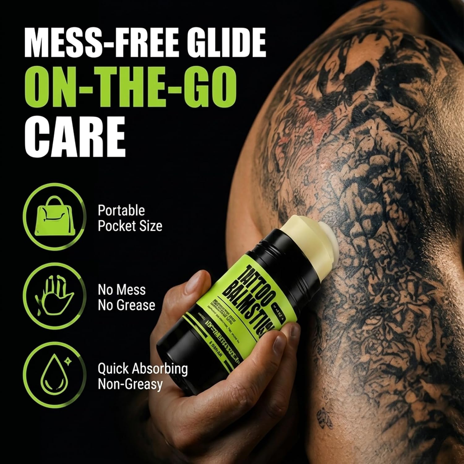 Tattoo Aftercare Balm Stick 45g/1.6oz - Moisturizing & Repair Tattoo Balm for New & Old Tattoos, Revive & Brighten Ink, Portable Tattoo Care Stick, Non-Greasy Skin Hydration Tattoo Supplies