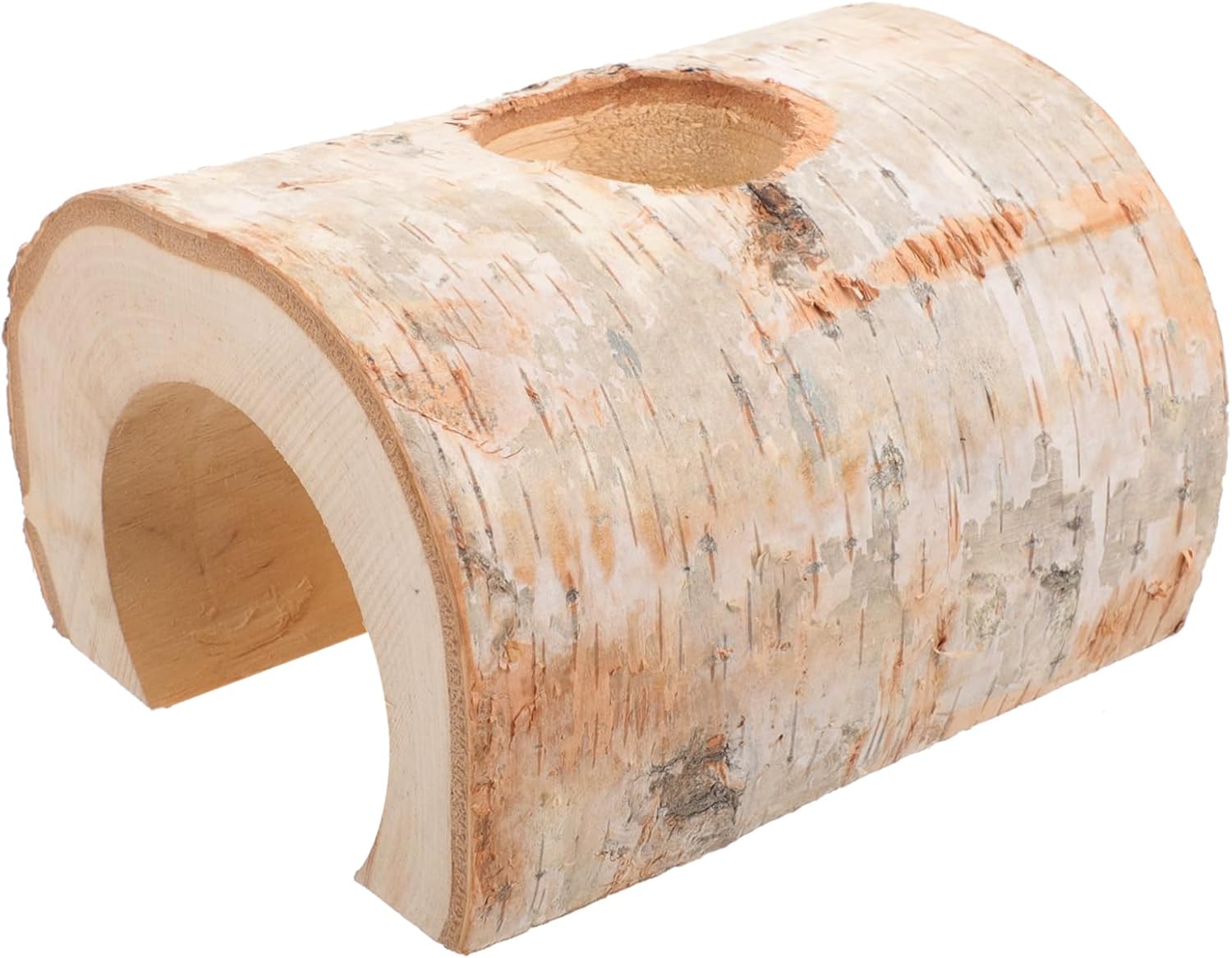 Hamster Hideout Tunnel Natural Birch Chew Toy Cozy Hideaway for Pets Gerbil Cave for Hamster Guinea Pig and Mice