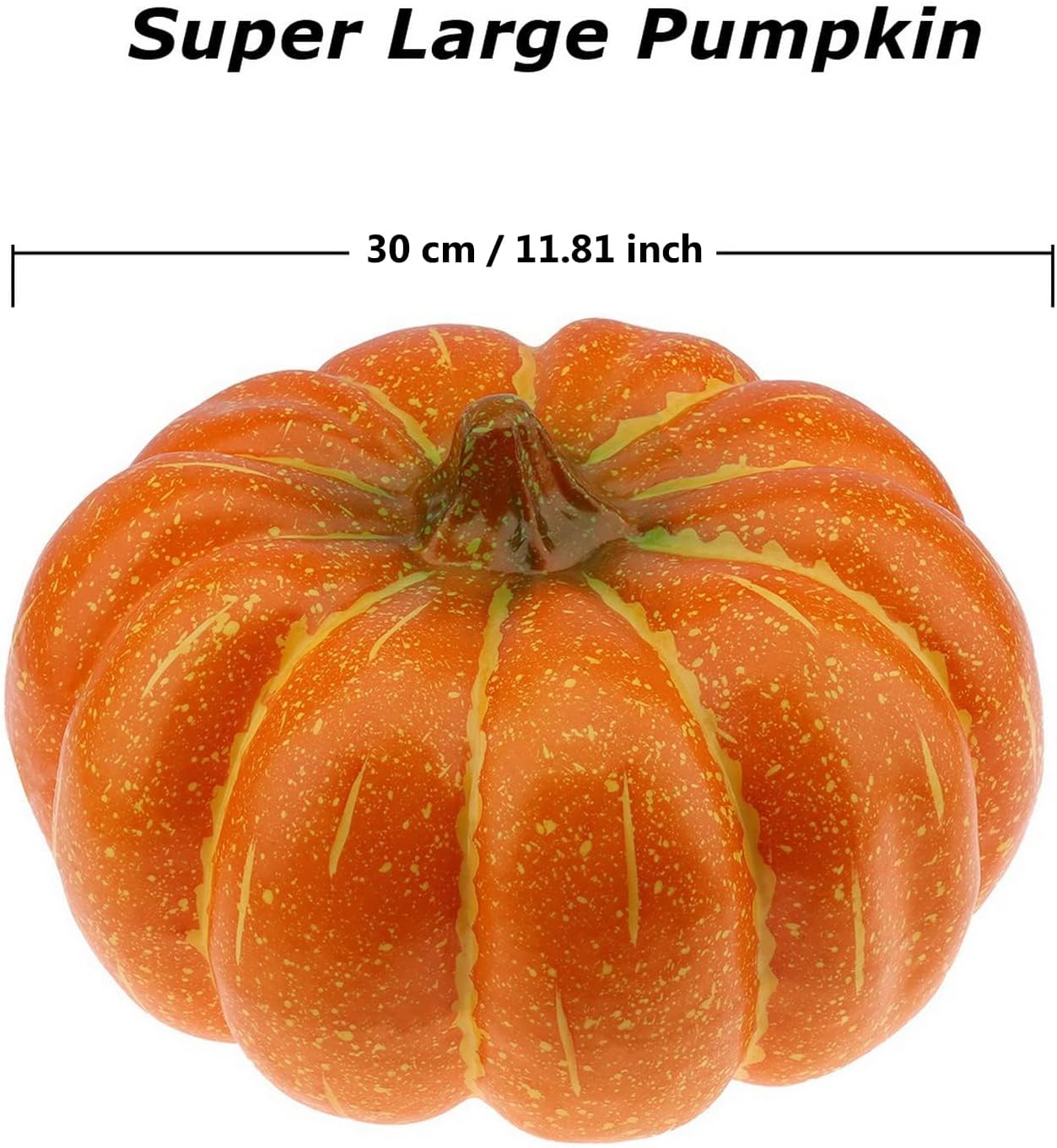 Gresorth 11.81 Inch Super Large Artificial Pumpkin for Outdoor Porch Fake Big Cushaw Autumn Fall Harvest Home Garden Farmhouse Party Christmas Halloween Decoration