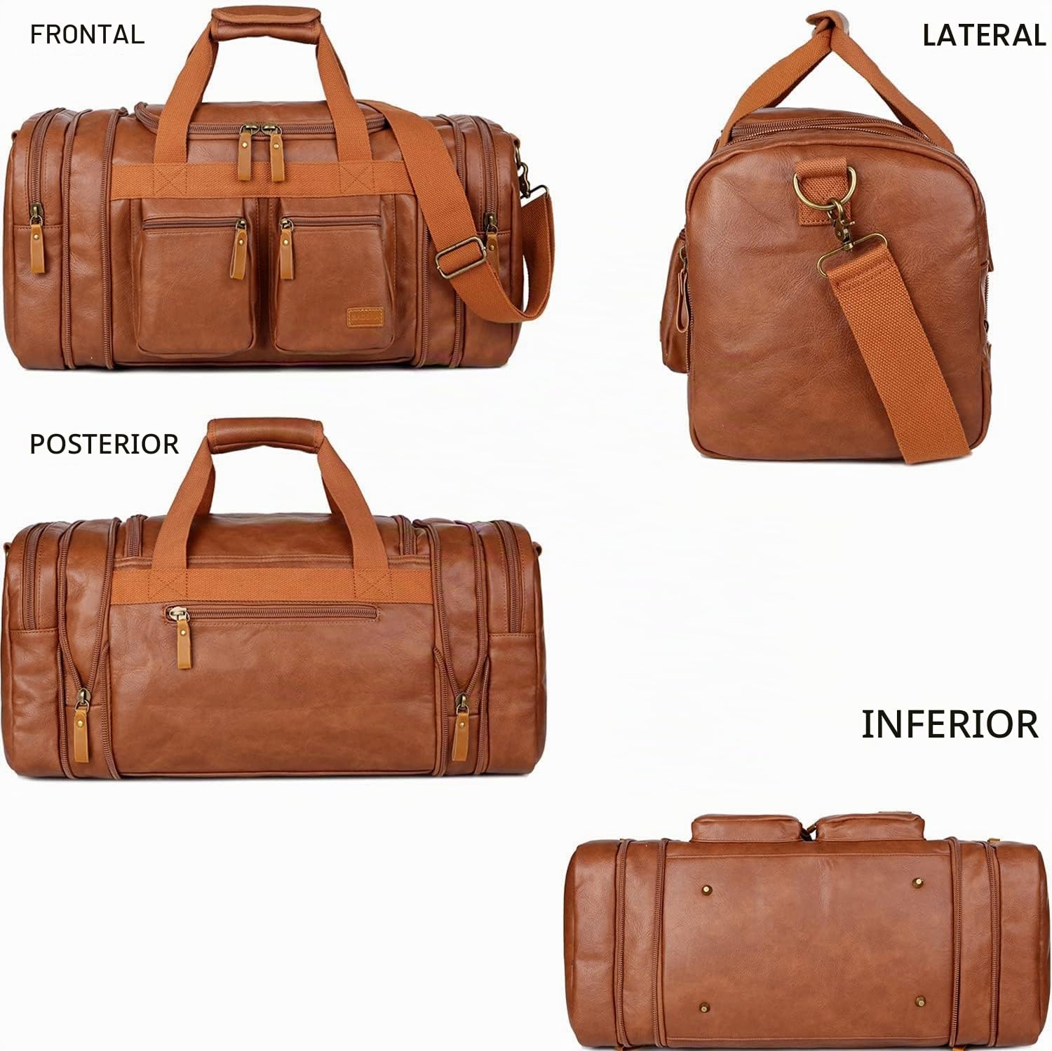 BAOSHA Bolso de viaje de cuero Duffel Weekender Bag equipaje de mano saco de dormir bolsa de deporte para hombres y mujeres HB-21, marrón