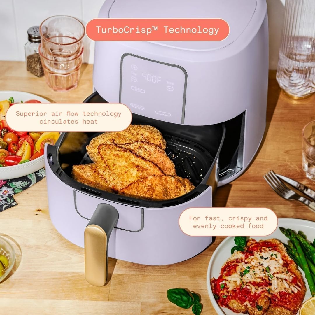 Wonderful 6 Quart Digital Air Fryer, Large Touch Screen Air Fryer with Programmable Time & Temperature Control, 4-in-1 Roast Reheat Dehydrate, Nonstick Design (Lavender)