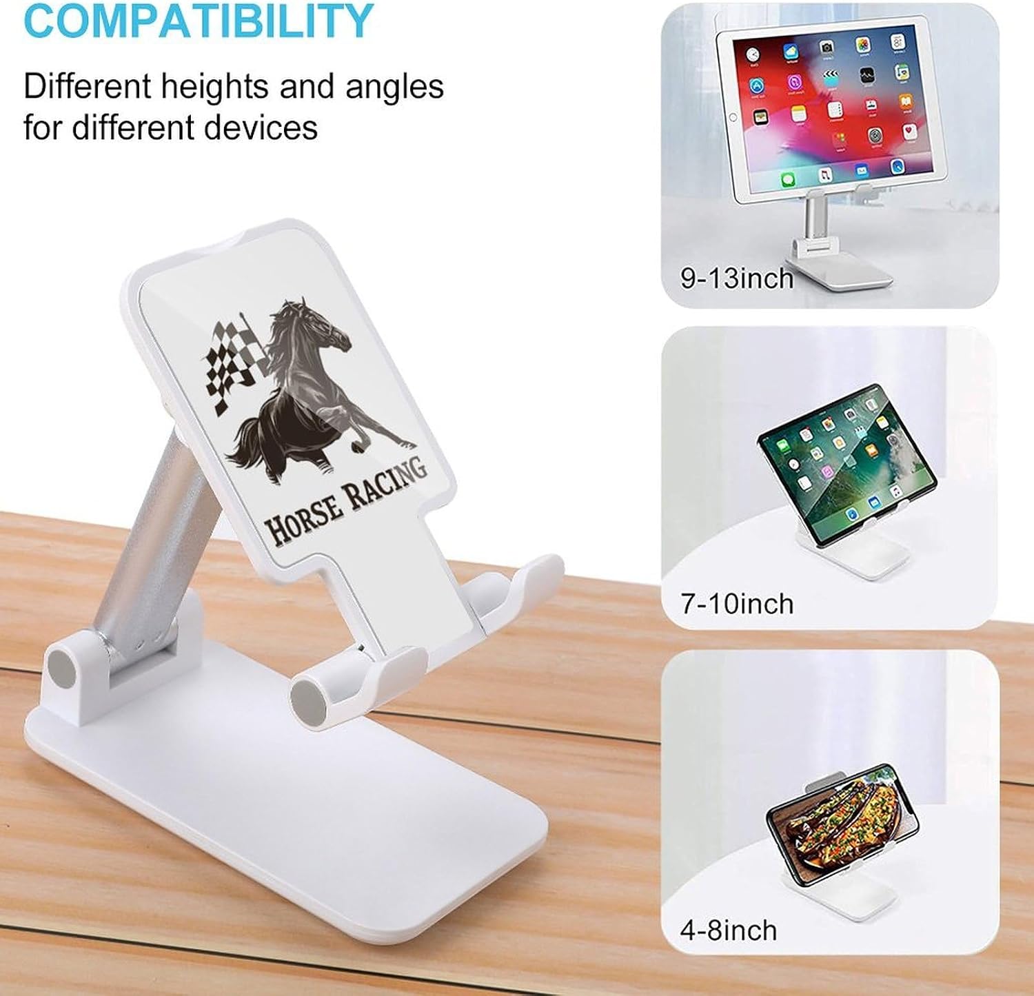 Horse Racing with Checkered Flag Folding Cell Phone Stand for Desk image 3