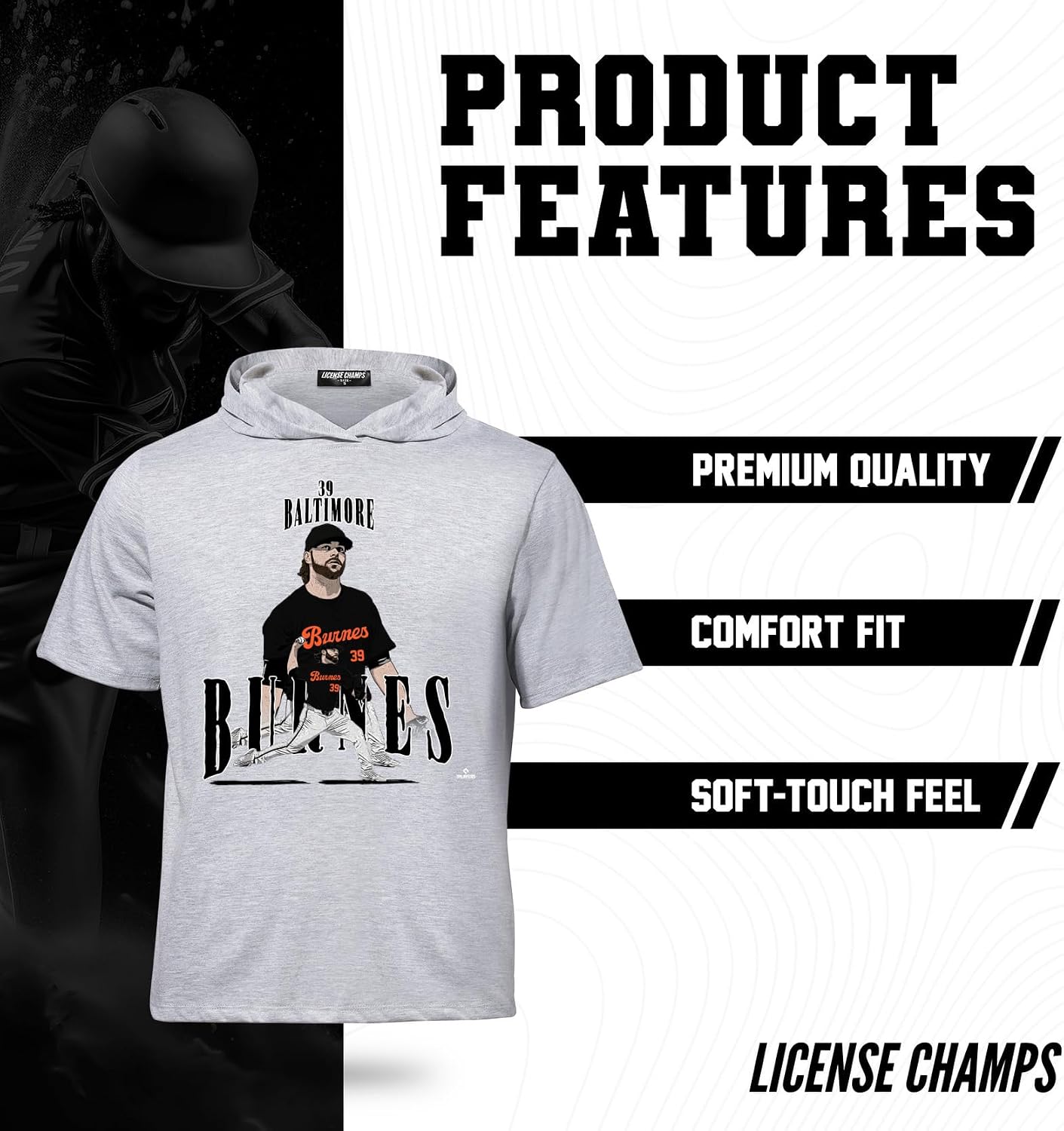 License Champs Men's Cotton Short Sleeve Hoodie | Hooded T-Shirt | Official NCAA Merch