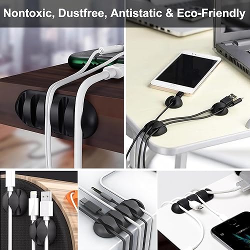 Miniatura 7 de Kit de organización de cables de 137 piezas, 4 fundas para cables, 100 bridas para cables, 10 clips para cables, 15 bridas adhesivas de pared, 10