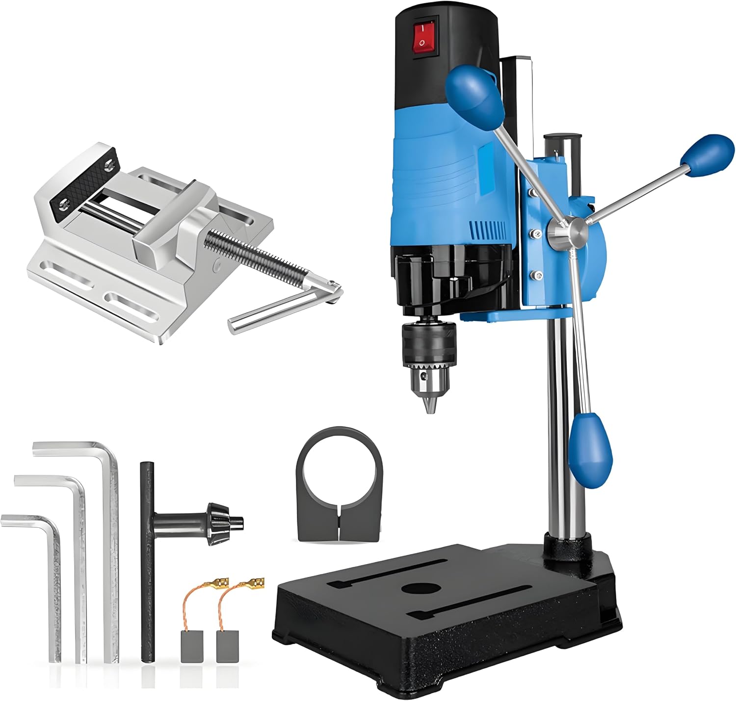 Mini Drill Press, 6 Speed 1200W Electric Benchtop Drill Press Machine, 90° Rotating, Vise, 1.5-13mm Chuck for Workshop Craftsman Drilling Grinding Polishing Wood Plastic Metal