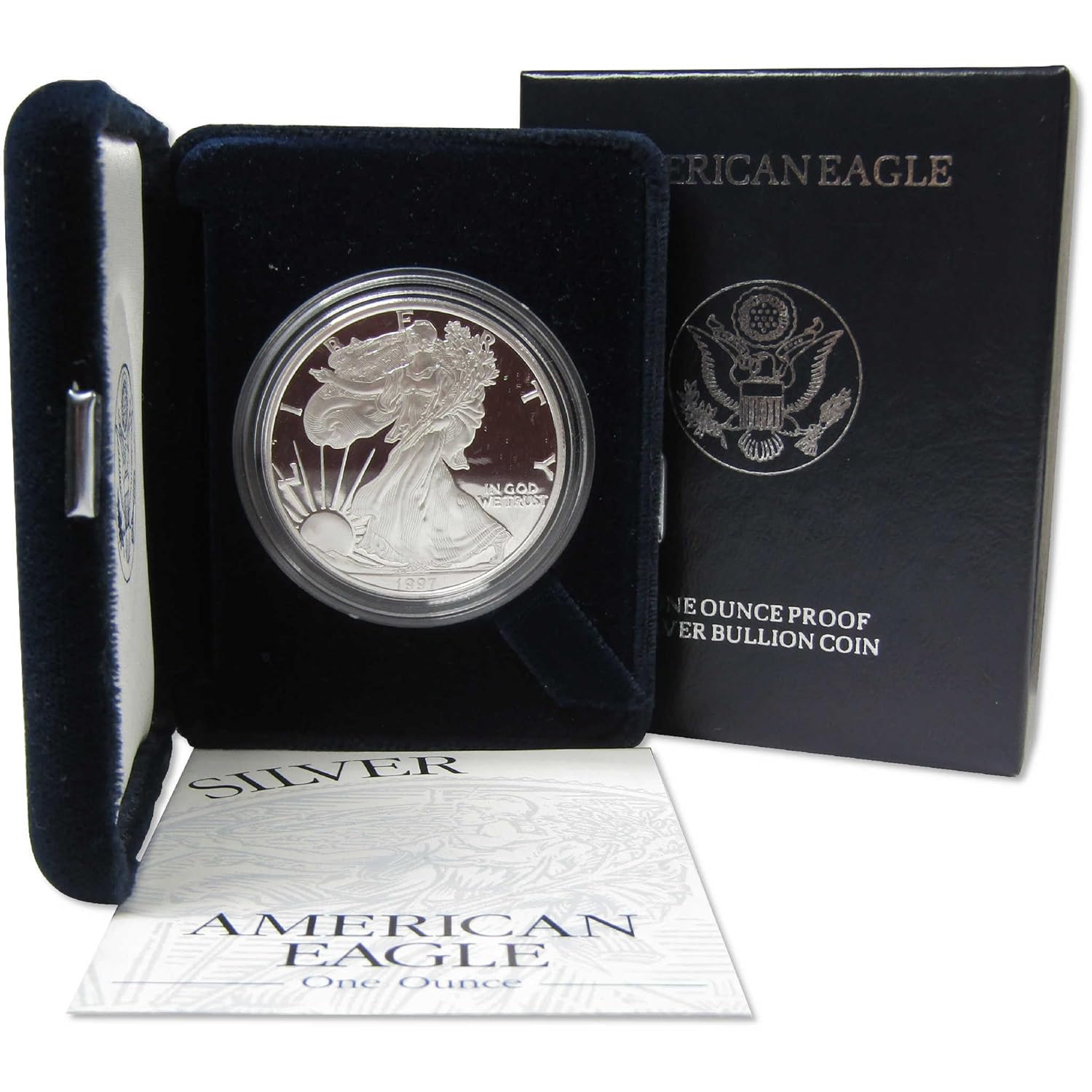 1997 P American Silver Eagle Bullion Proof $1 Coin Collectible OGP COA