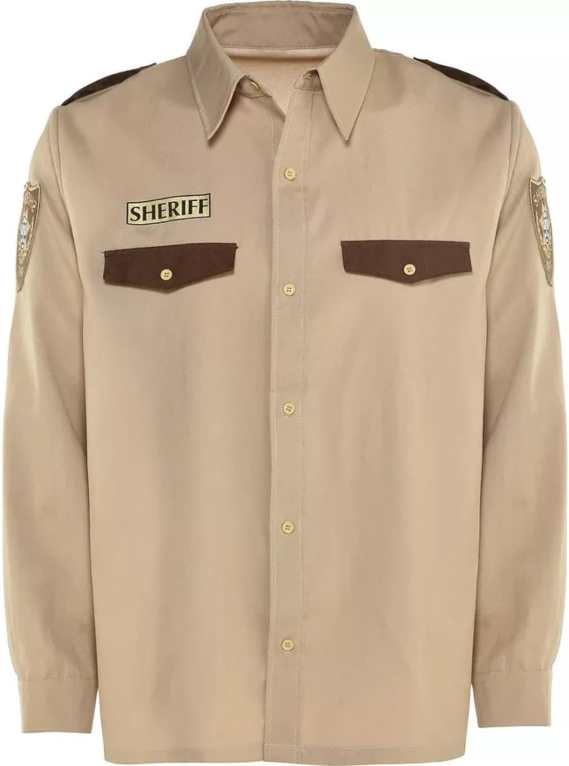 Brown Men's Sheriff Costume Shirt - 1 Pc. - Classic Western Style, Perfect For Parties, Halloween & Theme events