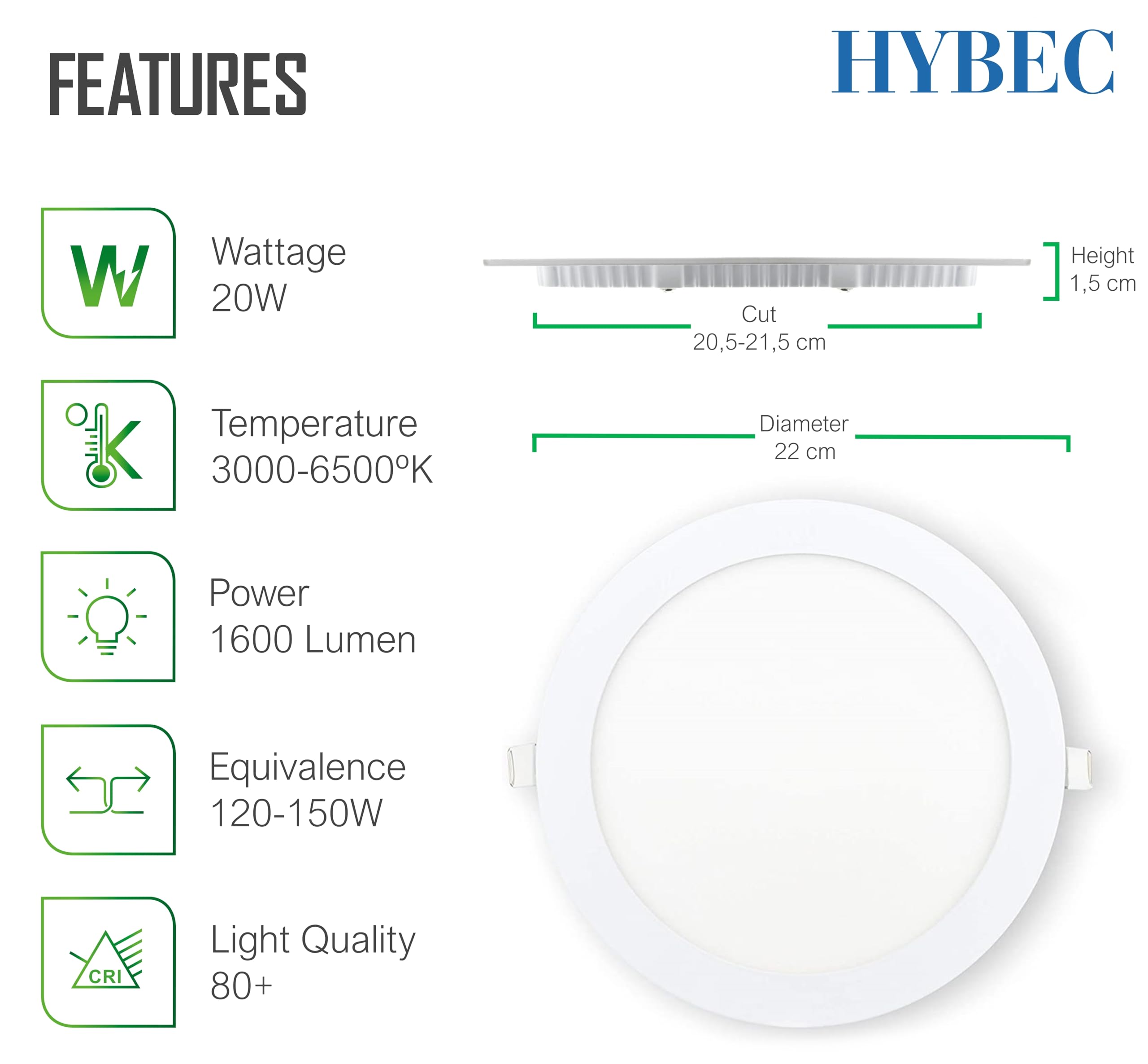 Spot LED Encastrable 20W Extra Plat Blanc Froid 6000K Pack 10