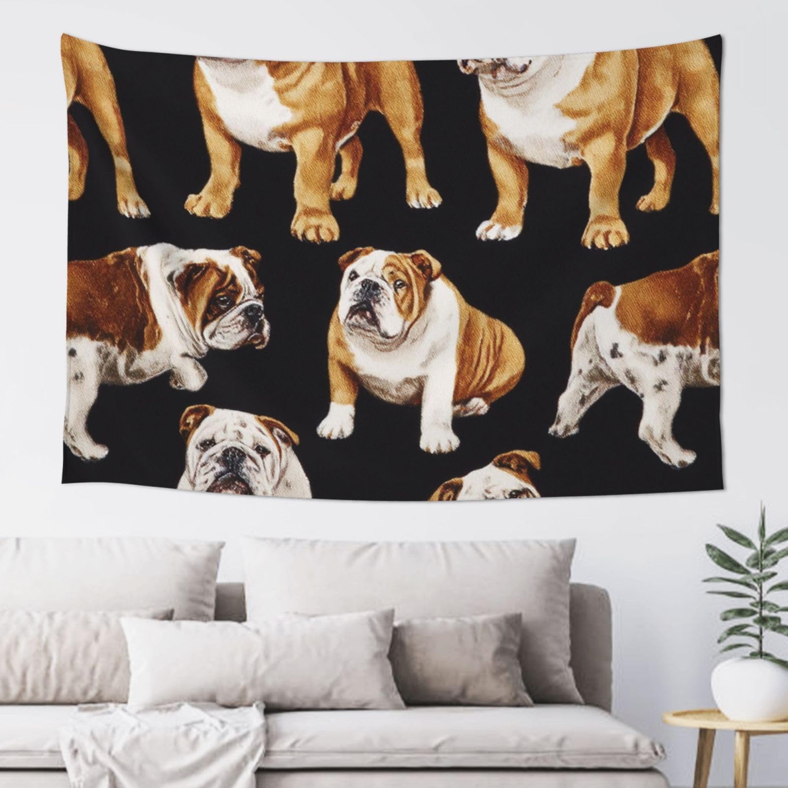 QLDETUPWLX Tapestry 152x102 cm Wall Hanging for Living Room English Bulldogs Tapestries Home Decor Soft Aesthetic Tapestries Hanging Decor Blanket Wall Tapestry for Bedroom Dorm Indoor Outdoor