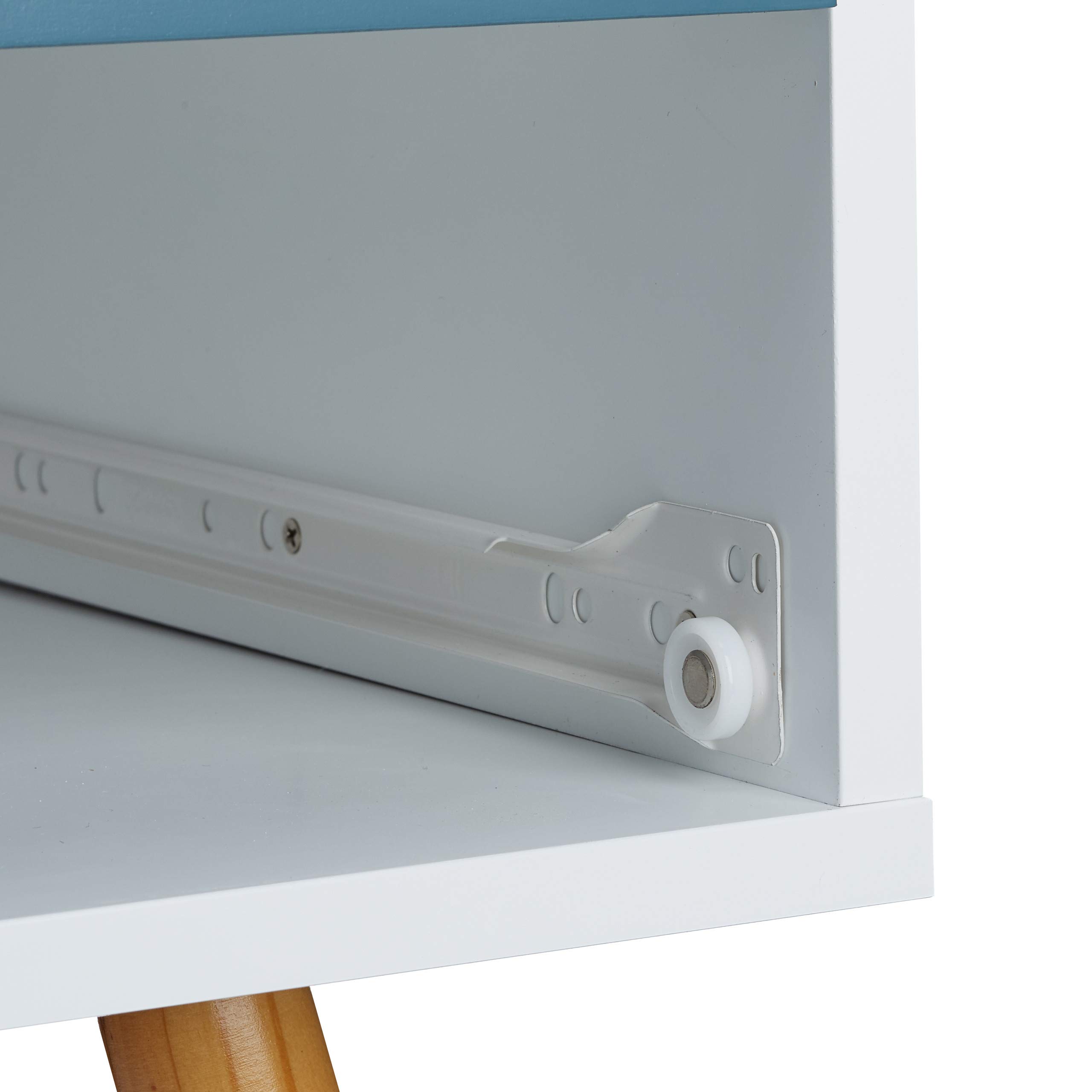 Relaxdays 2X Commodes rétro Style Design Nordique 2 tiroirs Armoire Blanc Turquoise HxlxP 58x41x48 cm, laqué Mat Blanc Turquoise